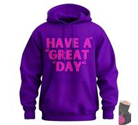 Genérico Have a Great Day Hoodie with Middle Fingers, Street Style Fashion, Fun and Quirky, Suitable for Both Men and Women (Purple/Pink,32)