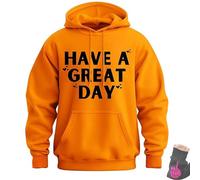 Genérico Have a Great Day Hoodie with Middle Fingers, Street Style Fashion, Fun and Quirky, Suitable for Both Men and Women (Orange/Black,30)