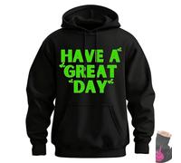 Genérico Have a Great Day Hoodie with Middle Fingers, Street Style Fashion, Fun and Quirky, Suitable for Both Men and Women (Black/Green,32)
