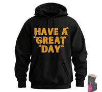 Genérico Have a Great Day Hoodie with Middle Fingers, Street Style Fashion, Fun and Quirky, Suitable for Both Men and Women (Black/Orange,38)