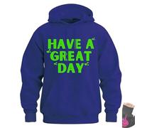 Genérico Have a Great Day Hoodie with Middle Fingers, Street Style Fashion, Fun and Quirky, Suitable for Both Men and Women (Navy/Lime Green,30)
