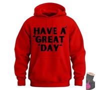 Genérico Have a Great Day Hoodie with Middle Fingers, Street Style Fashion, Fun and Quirky, Suitable for Both Men and Women (Red/Black,34)