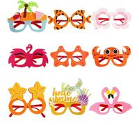 Genérico Hawaiian Party Decorations, Party Glasses, 9X Beach Pool Sunglasses, Funny Themed Cool Novelty Prank Glasses Styles for Beach Cruise Camping Graduation