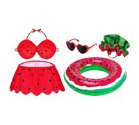 Genérico Hawaiian Porch Animal Outfit - Elastic Bikini Statue with Hat and Glasses for Lawn, Driveway, and Backyard Décor, Fun Festive Outdoor Accessories for Balcony or Pathway Display, 7.87in