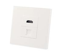 Genérico HDMI de Color Blanco Con Extensor de Red de Panel de Pared Hembra A Hembra CAT6 RJ45,para Instalación de Cable Ethernet Salida de Internet de 86x86 mm