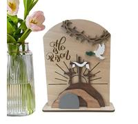 Genérico He is Risen Wooden Decor, Religious Festive Desk Sign, 15 cm Christian Desk Ornament, Resurrection Wood Table Centerpiece, Christian Ornament for Church, Home, Workplace