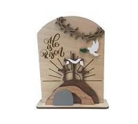 Genérico He is Risen Wooden Decor, Stylish Religious Festive Sign, Resurrection Wood Desk Art, 5.91in Christian Table Centerpiece, Rustic Easter Decoration for Church, Home, Workplace
