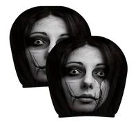 Genérico Headrest Covers for Cars 2 Piece Black - and White Stretchy Horror