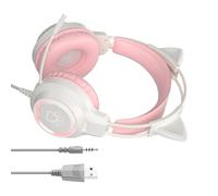 Generico Headset With Wire - Stereo Sound Wired Headphone, Cat Ear Cute Light Up, Noise Isolating Music Headset | PC Game Playing Wired Headphones For Music Listening Phone Calls Studying