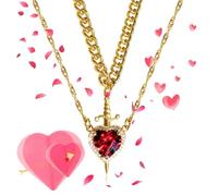 Genérico Heart And Sword Necklace You are in My Heart Necklace Heart Sword Couples Necklace Heart Shaped Red Crystal And Punk Sword Matchin Necklace for Friends and Couples (Red-C)