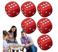 Genérico Heart-Dot Acrylic Dice-6-Piece Rounded Corner Set, Whimsical Collectible Board Game Accessory, Romantic Tabletop Party Tool, Durable Travel Entertainment Part | for Couples