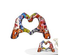 Genérico Heart Hands Sculpture - Resin S 18.5x8x12.5cm | Colorful Love Gesture Pop Art Figurine Wedding Tabletop Ornament Home Decor Decorative Hand Heart Statue For Living Room Use