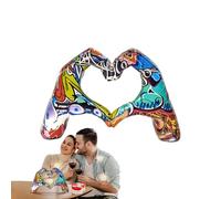 Genérico Heart Hands Sculpture - Resin S 18.5x8x12.5cm | Colorful Love Gesture Pop Art Figurine Wedding Tabletop Ornament Home Decor Decorative Hand Heart Statue For Living Room Use