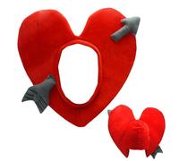 Genérico Heart Headwear - 17.72in Plush Red Heart Head Cover | Red Hearts Unisex Costume Role Play Hat For Festival Cosplay Party Carnival, Golden Velvet Composite Cotton Novelty Hood