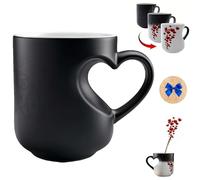 Genérico Heart-Shaped Color Changing Magic Ceramic Mug, 11 Oz Hot/Cold Thermochromic Red Heart Pattern Coffee Cup, Romantic Cups for Valentine's Day Anniversary (One cup)