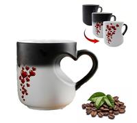 Genérico Heart-Shaped Color Changing Magic Ceramic Mug, surprise design when filled with hot beverage, Heart Handle Design for Valentine’s Day, Anniversary, Birthday Gifts (1Pcs)