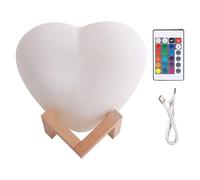 Genérico Heart Shaped Night Light | Heart Desk Lamp with Stand and Remote Control,16-Color LED USB Rechargeable Lighting - for Valentine's Day Bedroom Nursery Living Room Home Office Party Bar