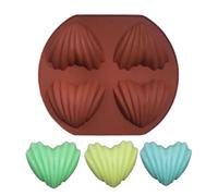 Genérico Heart Shell Silicone Cake Mould - Chocolate Fondant Fondant Mould | Chocolate Moulds | 4 Cavities Silicone Moulds a of Love for Dessert for Mousse | Heart Chocolates Mold