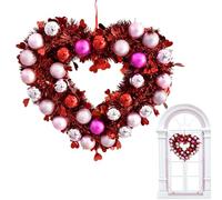 Genérico Heart Wreath - Glitter Ornament Sign | 12.2x14.2in Effortless Valentine Heart Wreath, Multi-Scene Versatility For Wedding Celebration Gathering Arch Garland Stair Entryway Festive Bedroom