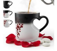 Genérico Heat Changing Mug Heart, 330mL Heart-Shaped Color Changing Magic Ceramic Mug with Ergonomic Handle, Premium Jingdezhen Ceramics Heat Sensitive Coffee Cup, Romantic Gifts for Couples (1 PC)