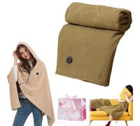 Genérico Heated Blanket Wrap Shawl for Women, Chal Calefactor para Mujer, Portátil con USB, Suave, Cremallera, Tipo Poncho, Capucha y 3 Niveles de Calentamiento (Green, Without Power Bank)