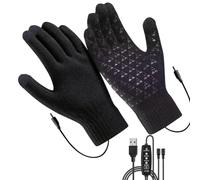 Genérico Heated Gloves For Men | USB Adjustable Touchscreen Knitted Mittens