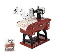 Genérico Heatlyhot Vintage Sewing Machine Music Box, Sewing Mechanical Clockwork Music Box, for Home Decor Birthday Gift, Clockwork Table Desk Decoration (1PCS)