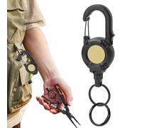 Genérico Heavy Duty Keychain, Retractable Steel Cord, Badge Reel Keyring with Strong Clip, Outdoor Key Holder, Key Chain with Secure Lock, Men Women Camping Hiking Travel Outdoor