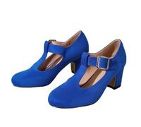Genérico Heels Cuñas Mujer Tacón Bloque Tacones de 6,5 Clásico Cómodo Sandalias Mujer de Tacón Alto Tendencia Elegant Punta Cerrada para Oficina Trabajo Noche, azul, 44 EU