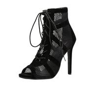 Genérico Heels Dance Class Bootie Sandalias de Tacón Alto con Cordones y Boca de Pescado Zapatos de Baile para Mujer Sandalia Cómoda 7 cm Suela de Ante