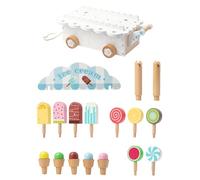 Genérico Helado de Madera - Juego de Encimera de Helados, Juguete de Madera de Tienda de Simulación, Juego de Rol Duradero, Cocina, Supermercado, Fiesta, Picnic, Regalo de Cumpleaños para GA