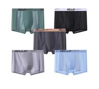 Genérico Hello Mesh Mens Underwear,Ice Silk Soft Cool Box Briefs Underwear,Mens Ice Silk Breathable Trunks,Mesh Underwears Men (FR/ES, Letras, XL, Regular, Regular, 5pcs Mix)