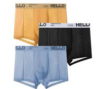Genérico Hello Mesh Mens Underwear, Men's Mesh Ice Silk Underwear, for Men, Mens Breathable Trunks, Multipack (3Pcs*A,5XL)