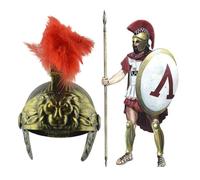 Generico Helmet for Adults | PP & Natural, 25x19 cm Inner | Roman Centurion Hat For Costume Parties | Medieval Gladiator Helmet With Plume Fùor Cosplay & Themed Events