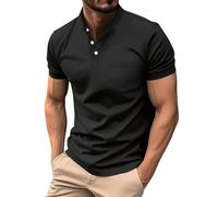 Genérico Henley Shirt Men Manga Corta, Camisas Hombre Verano, Manga Corta Vintage Botones Gimnasio Verano Lisa Golf Casual Camiseta Muscle Fit Clásico Ligero Golf Tenis Casual Classics