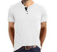 Genérico Henley Shirt Men Manga Corta, Camisetas Básicas De Hombre, Manga Corta Vintage Botones Gimnasio Verano Lisa Golf Casual Camiseta Muscle Fit Clásico Ligero para El Ocio Diario