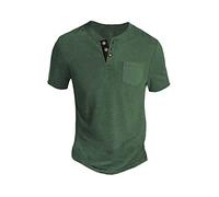 Genérico Henley Shirt Men Manga Corta, Camisetas Hombre Deporte, Manga Corta Vintage Botones Gimnasio Verano Lisa Golf Casual Camiseta Muscle Fit Clásico Ligero para Vacaciones Mar Playa