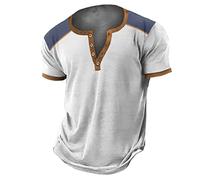 Genérico Henley T Shirt Men, Camisa Hombre Manga Corta, Manga Corta Vintage Botones Gimnasio Verano Lisa Golf Casual Camiseta Muscle Fit Clásico Ligero Golf Tenis Casual Classics
