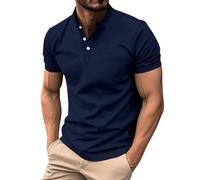 Genérico Henley T Shirt Men, Camisas Casual Hombre, Manga Corta Vintage Botones Gimnasio Verano Lisa Golf Casual Camiseta Muscle Fit Clásico Ligero para El Ocio Diario