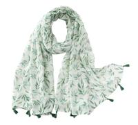 Genérico Hermosa bufanda con estampado floral, chal ligero de poliéster transparente con flecos y borlas para mujer, cubierta decorativa para la cabeza