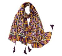 Genérico Hermosa bufanda con estampado floral, chal ligero de poliéster transparente con flecos y borlas para mujer, cubierta decorativa para la cabeza