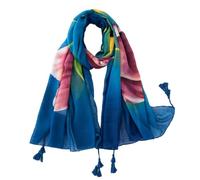 Genérico Hermosa bufanda con estampado floral, chal ligero de poliéster transparente con flecos y borlas para mujer, cubierta decorativa para la cabeza