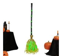 Genérico Hexenbesen - PP 90cm | Grüner LED-Halloween-Besen Mit Sound With Beleuchtetem Effekt, Gruselvorräte, Party Requisite | Halloween, Kostüm, Dekoration