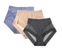 Genérico High Waist Ice Silk Seamless Shaping Briefs, Transparent Mesh No Trace Underwear, Comfy Ice Silk Panties (3pcs-A,L)