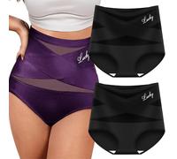 Genérico High-Waist Tummy Control Seamless Shaping Panties Super High-Waist Shaping Panties for Women Breathable (Black-2pcs,5XL)