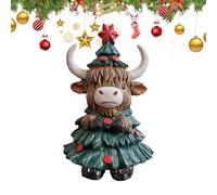 Genérico Highland Cattle Christmas Sculpture - 4.13 Inches Resin Highland Cow Ornament Festive Holiday Figurine for Table, Shelf, Centerpiece, Home Décor, Office, and Living Room Decoration