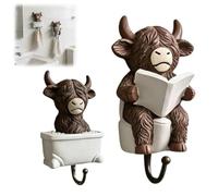 Genérico Highland Cow Bathroom Wall Hooks,Rustic Highland Key Holder Wall Mount,Cute Yak Towels Hooks,Personalized Bullhead Animal Key Hooks,for Kitchen,Bedroom,Entryway,Hallway,Home Decor