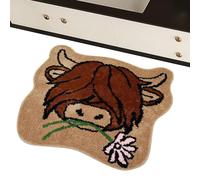 Genérico Highland Cow Door Mat - 23.7x23.7in Fun Front Door Rug | Welcome Mat Special Shape | Cloth Rubber Durable Non-Slip Indoor Outdoor Use | Funny Entrance Rug for Home Office Porch