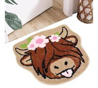 Genérico Highland Cow Door Mat - 23.7x23.7in Fun Front Door Rug | Welcome Mat Special Shape | Cloth Rubber Durable Non-Slip Indoor Outdoor Use | Funny Entrance Rug for Home Office Porch