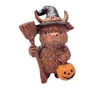 Genérico Highland Cow Figurine, Halloween Desktop Cows Sculpture, 5.12x5.12x4.53 Inches Collectible Farmhouse Decor for Indoor Tiered Tray, Outdoor Yard, Hall, Garden, Home Party Display